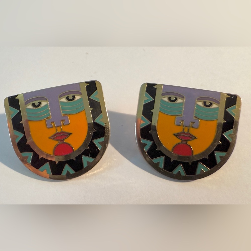VTG 1980s Laurel Burch enamel “Varuna” earrings